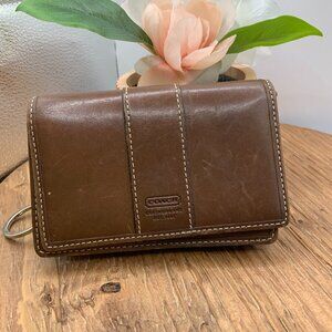 Coach Brown Leather Vintage Key Ring Card Holder Mini Wallet